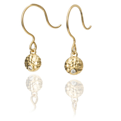 14K Gold Luna Collection Dangle Earrings with Diamond Accent
