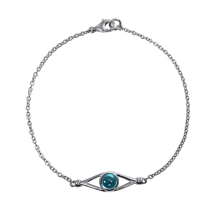 Sterling Silver Eclipse Collection Cable Chain Bracelet - With Cabochon