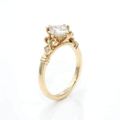 14K Yellow Gold Engagement Ring Feat. Lozenge Step Cut Lab Grown Diamond