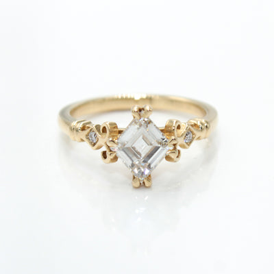 14K Yellow Gold Engagement Ring Feat. Lozenge Step Cut Lab Grown Diamond