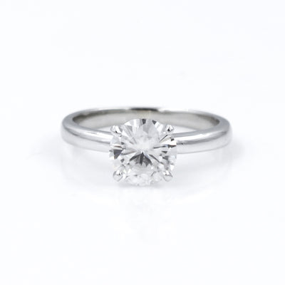 14K White Gold Four Prong Solitaire Engagement Ring Featuring Moissanite