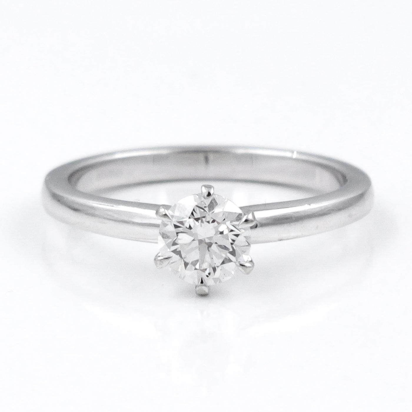 14K White Gold 6 Prong Diamond Solitaire Engagement Ring