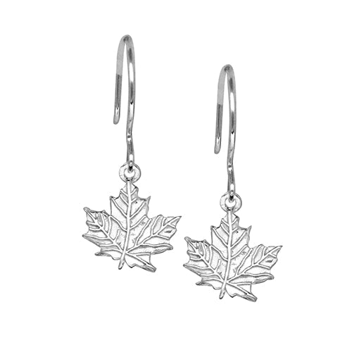 Sterling Silver Maple Leaf Dangle Earrings