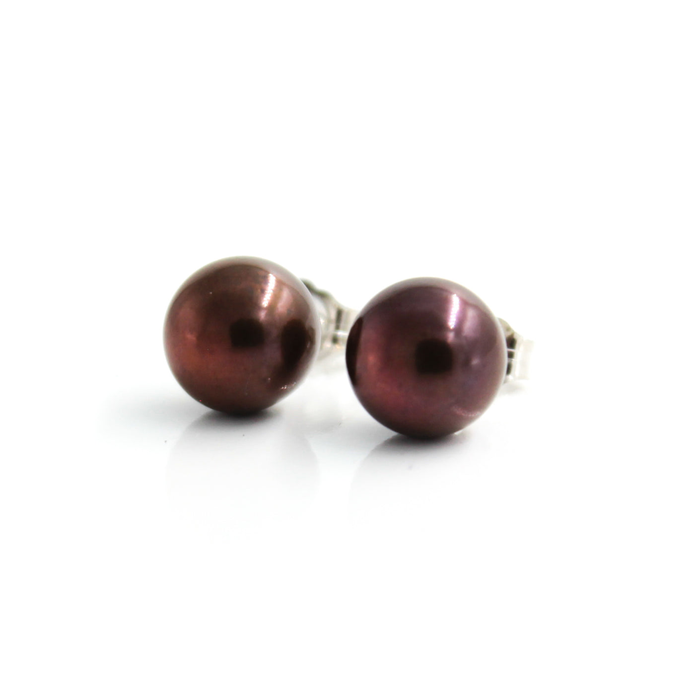 Brown Pearl Studs - 14K White Gold