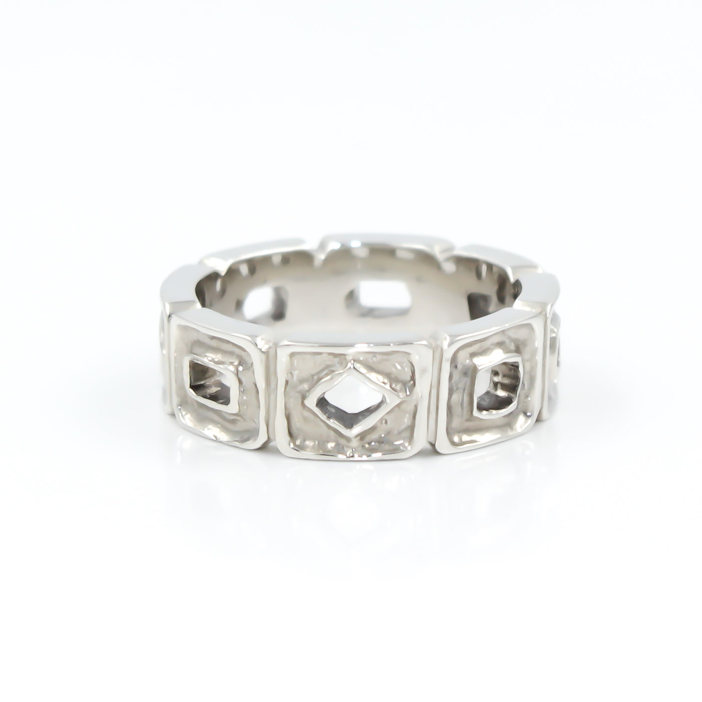 Carved Band with Rectangular and Diamond Shaped Cut-Outs