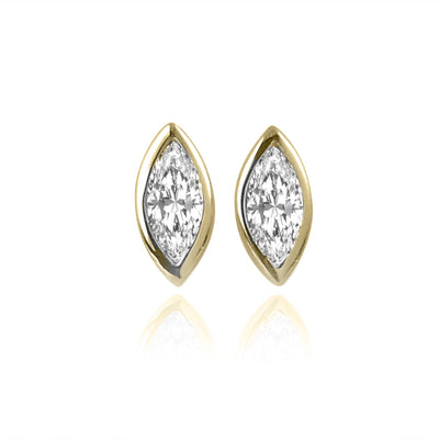 14K Gold Petite Marquise Collection Studs with Marquise Diamonds
