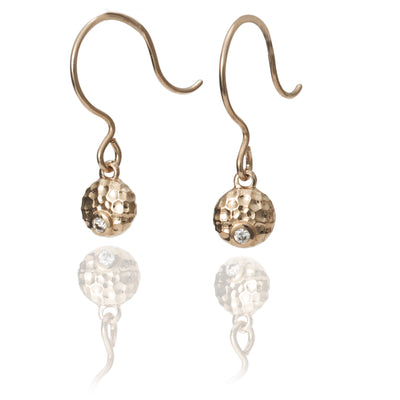 14K Gold Luna Collection Dangle Earrings with Diamond Accent