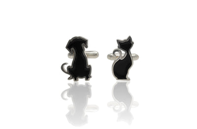 Handmade Sterling Silver Dog and Cat Silhouette Cufflinks