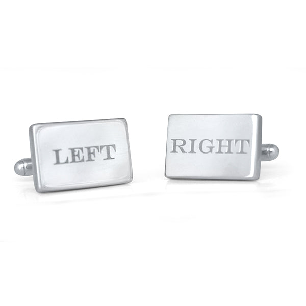 Handmade Sterling Silver Cufflinks with Left and Right Laser Engraving