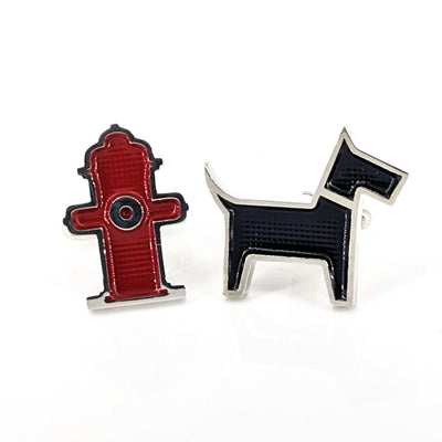 Handmade Sterling Silver Dog and Fire Hydrant Cufflinks