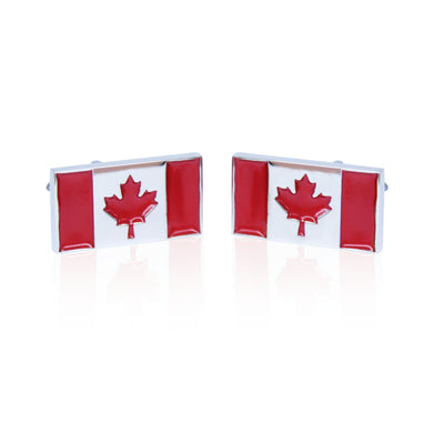 Handmade Sterling Silver Painted Canadian Flag Cufflinks