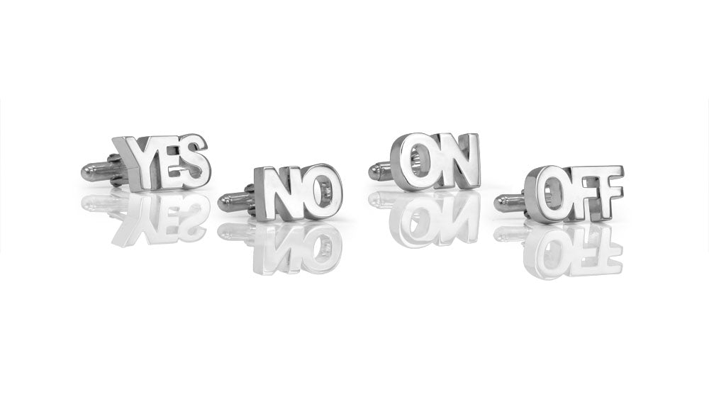 Handmade Sterling Silver YES/NO/ON/OFF Cufflinks