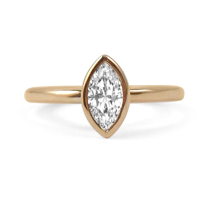 Bezel Set Marquis Diamond Engagement Ring