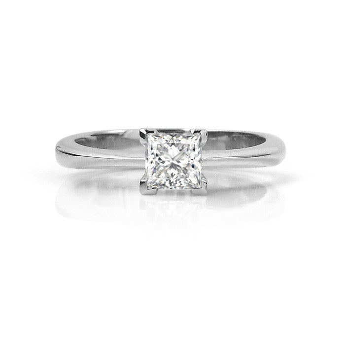 14K White Gold Princess Cut Moissanite Solitaire Engagement Ring