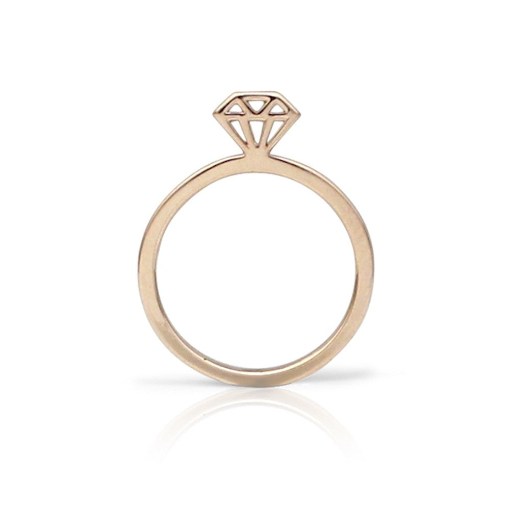 14K Gold Diamond Graphic Collection Outline Rings