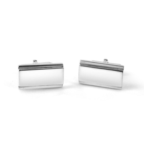 Handmade Sterling Silver Engraveable Bar Cufflinks With Step