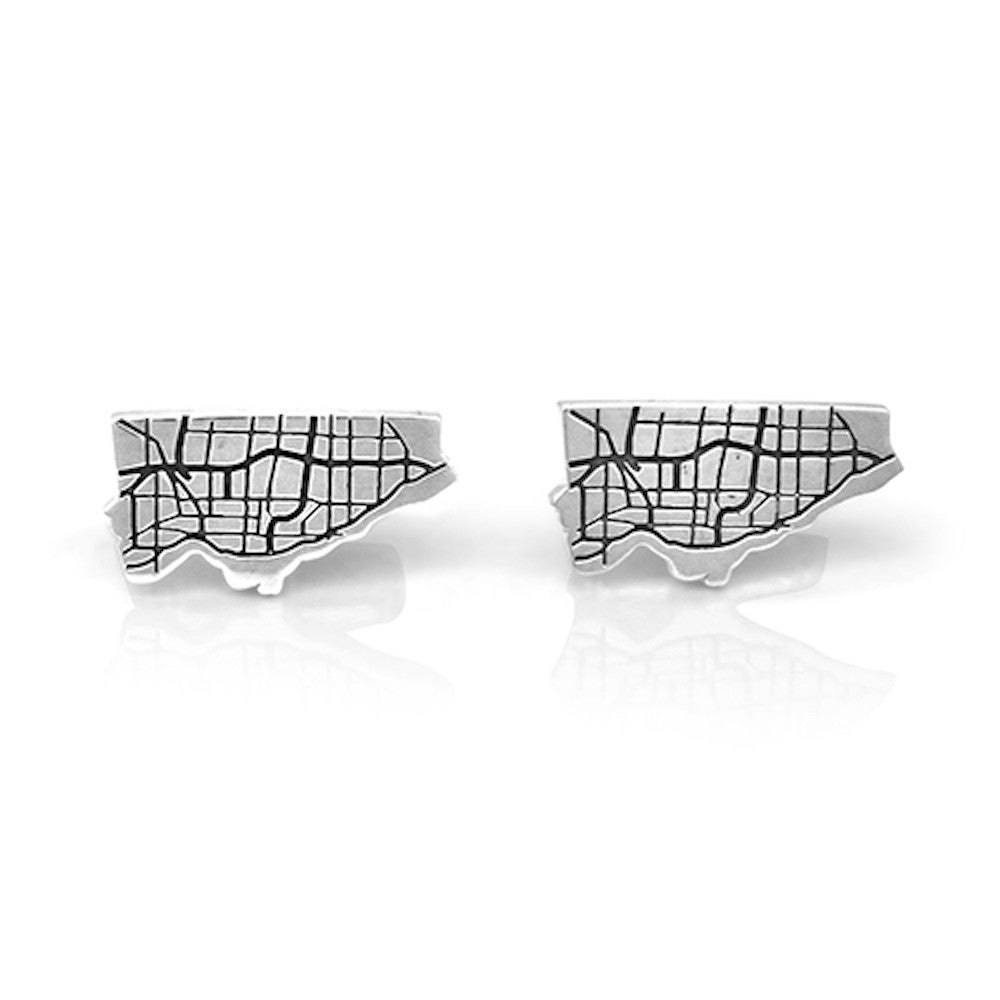 Handmade Sterling Silver Map of Toronto Cufflinks Studio1098