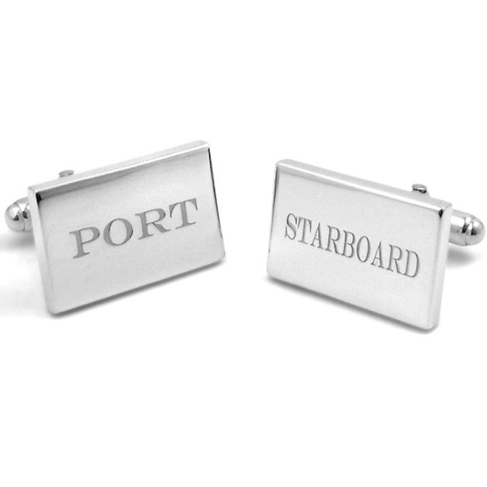 Handmade Sterling Silver Cufflinks with Port and Starboard Laser Engraving