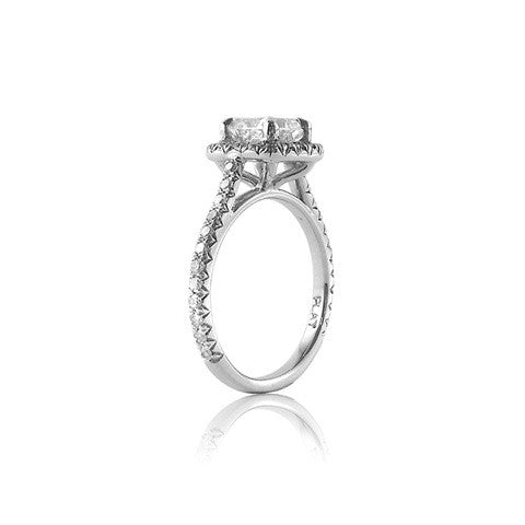 Princess Cut Diamond Engagement Ring with Cushion Shaped Halo