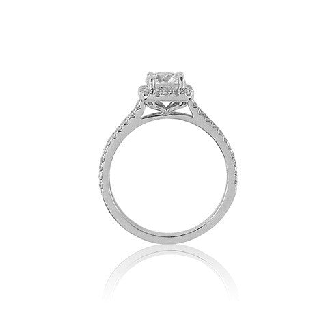 Round Diamond Engagement Ring with Cushion Shaped Halo