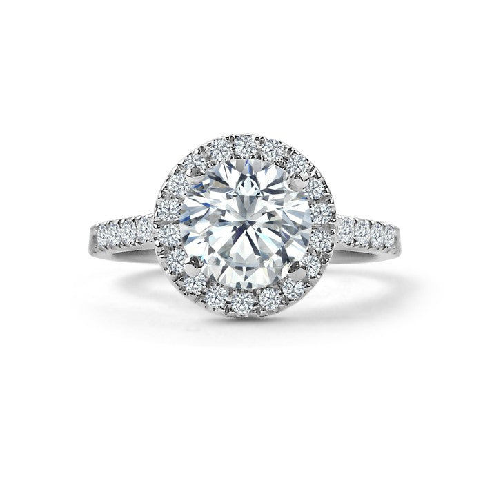 Round Shared Claw Diamond Halo Engagement Ring