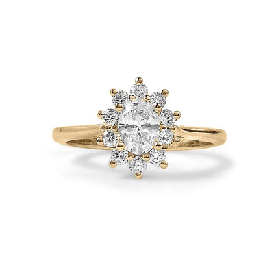 Star Shaped Oval Diamond Halo Engagement Ring