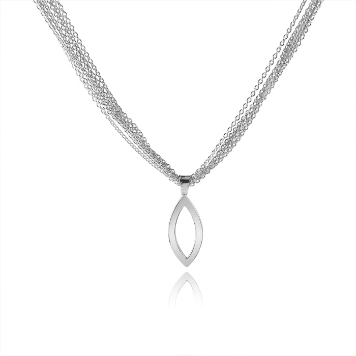 Sterling Silver Small/Medium Marquise Collection Shape on Multi-strand Chain