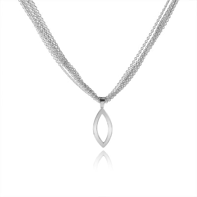 Sterling Silver Small/Medium Marquise Collection Shape on Multi-strand Chain