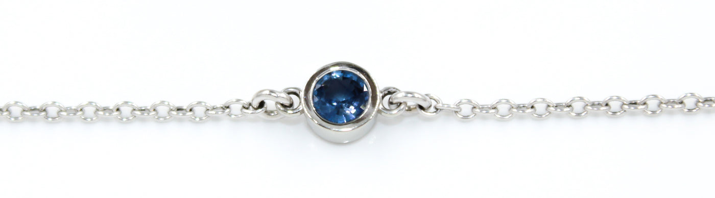 Essential Collection 14K White Gold Bezel Set Blue Sapphire Bracelet