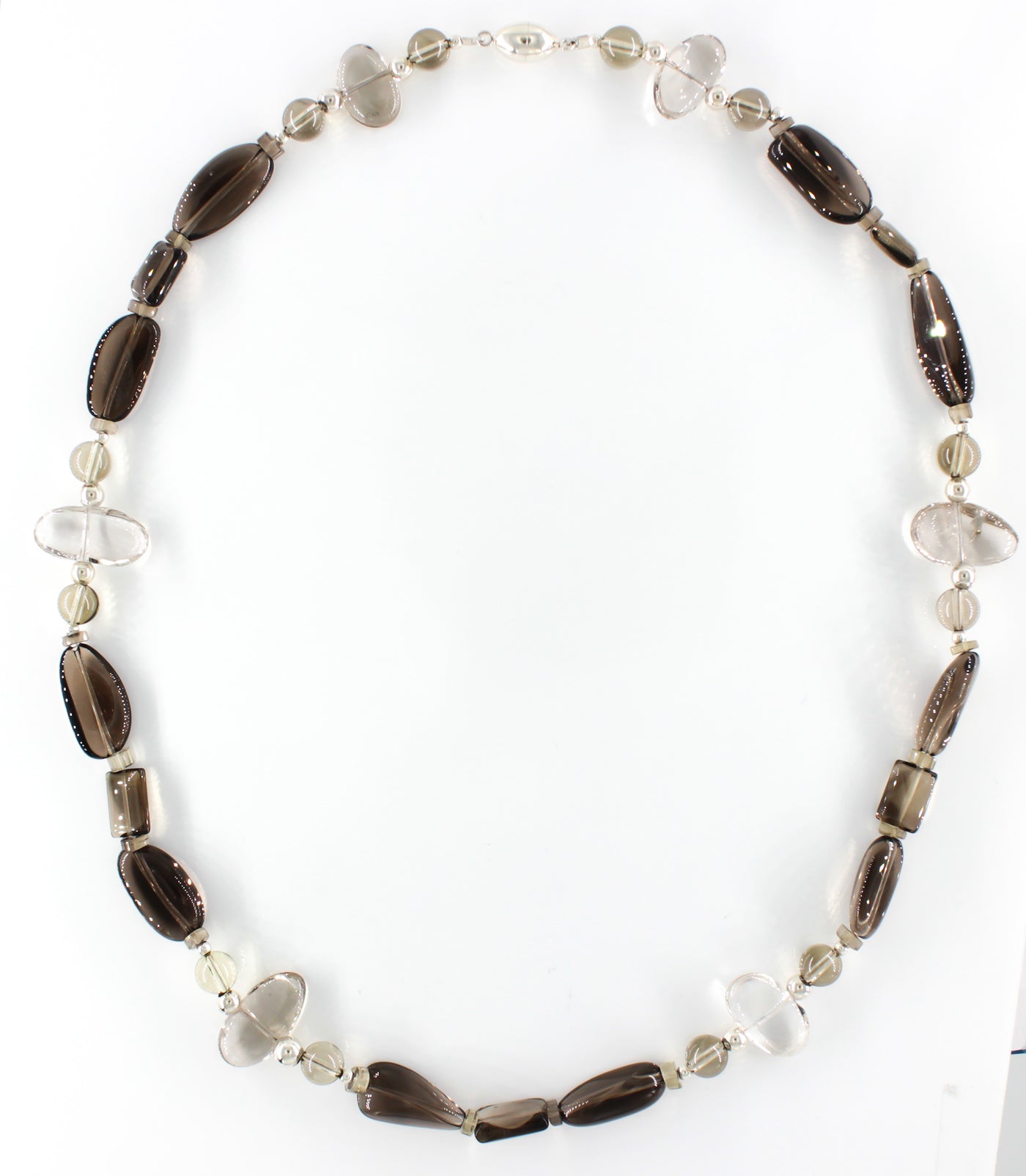Gem Bead and Sterling Silver Necklace with Sterling Silver Beads