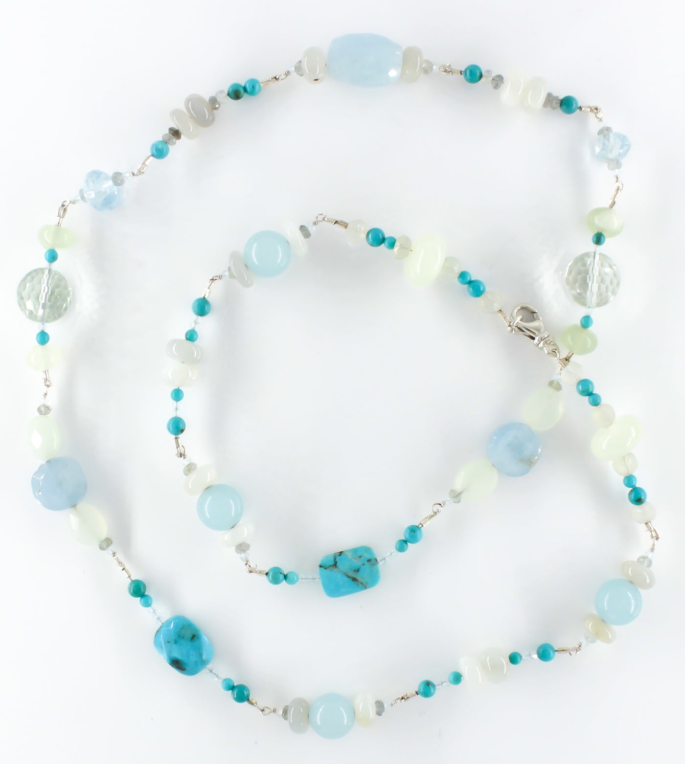 Segmented Sterling Silver Gem Bead Necklace