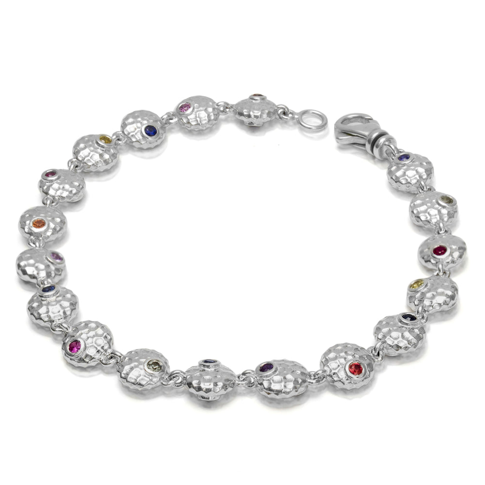 Sterling Silver Luna Collection Double-Sided Bracelet with Multi-Coloured Sapphires