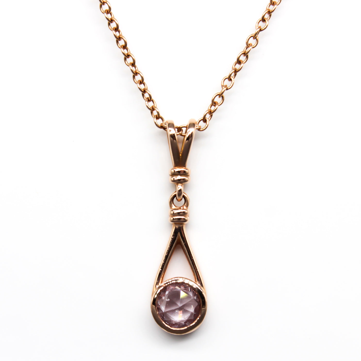 14K Rose Gold Eclipse Collection Pendant - With Rose Cut Sapphire