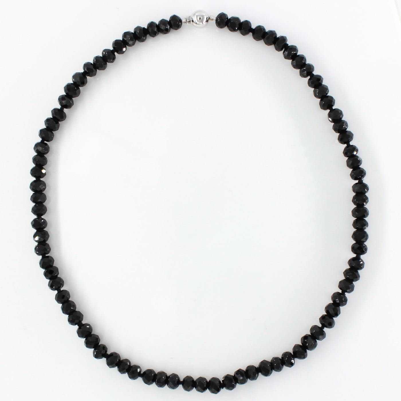 Faceted Black Spinel Rondelle Necklace