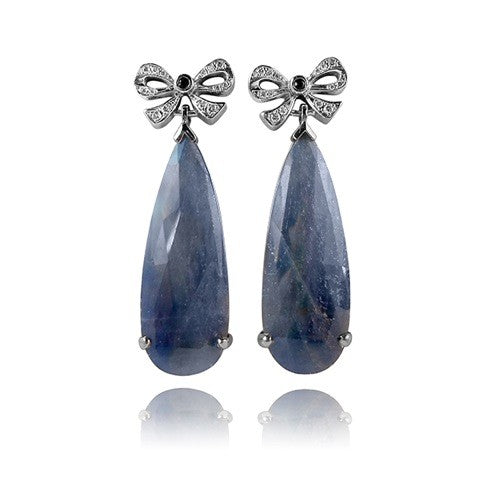 One of a Kind Sapphire and Diamond Bow Earrings
