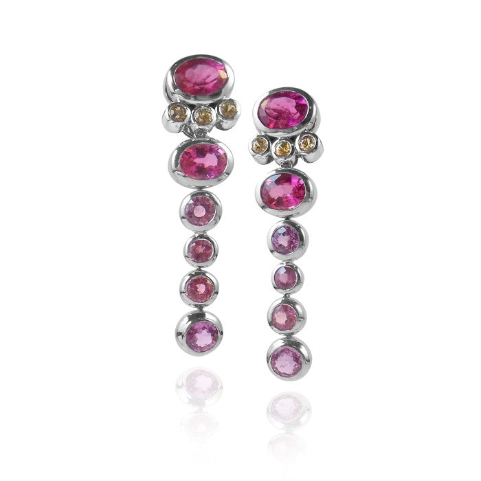 One of a Kind Pink and Yellow Sapphire Earrings