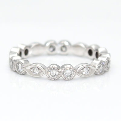 Leaf and Bezel Eternity Band