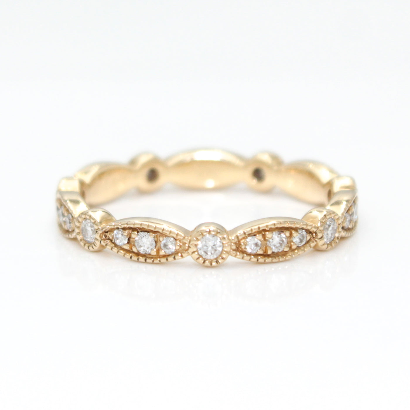 Leaf and Bezel Eternity Band