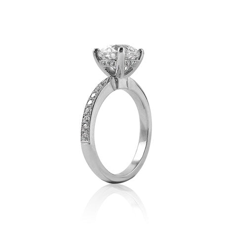 Solitaire Engagement Ring with Pave Diamonds on the Sides