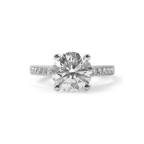 Solitaire Engagement Ring with Pave Diamonds on the Sides