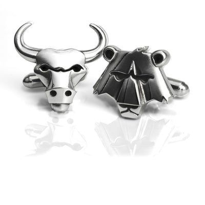 Handmade Sterling Silver Bull and Bear Cufflinks