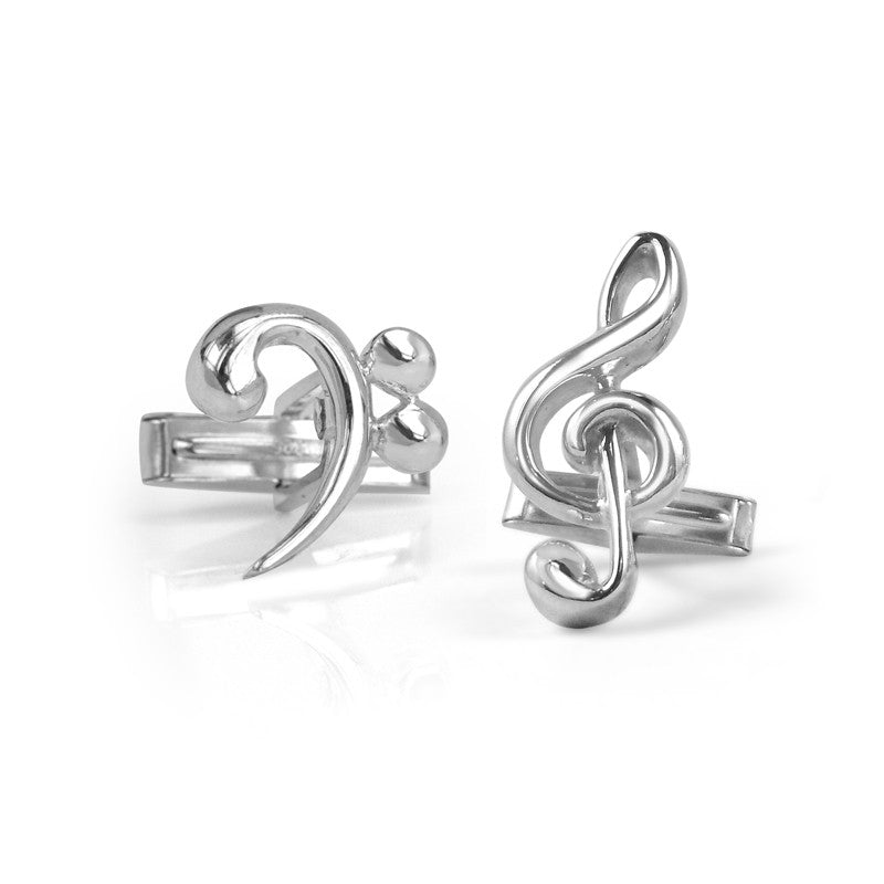 Handmade Sterling Silver Bass and Treble Clef Cufflinks