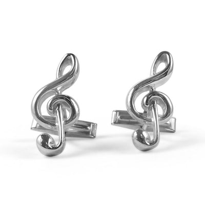 Handmade Sterling Silver Bass and Treble Clef Cufflinks