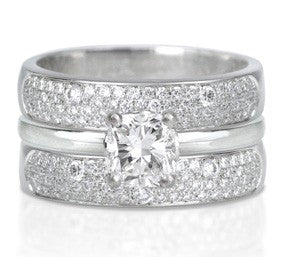 Solitaire Engagement Ring with Pavé Diamond Bands