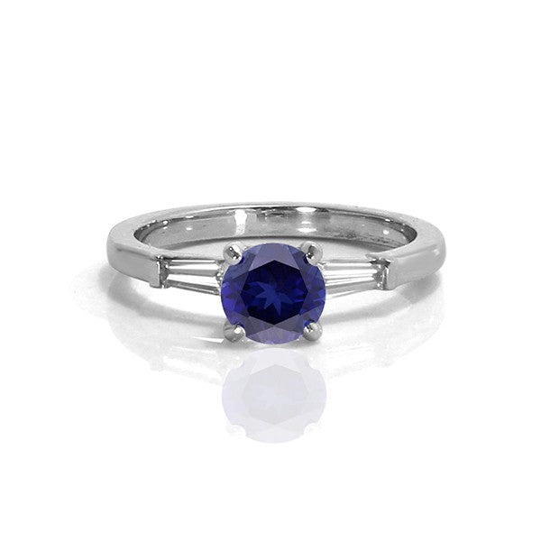 Sapphire Engagement Ring with Tapered Baguettes