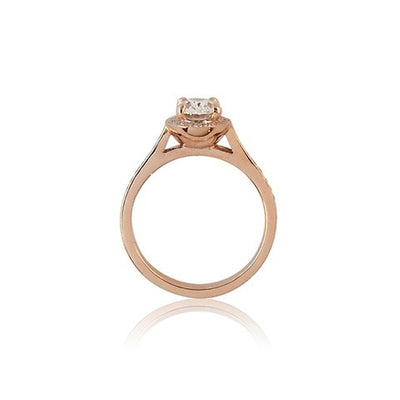 Rose Gold Halo Engagement Ring featuring Oval Diamond